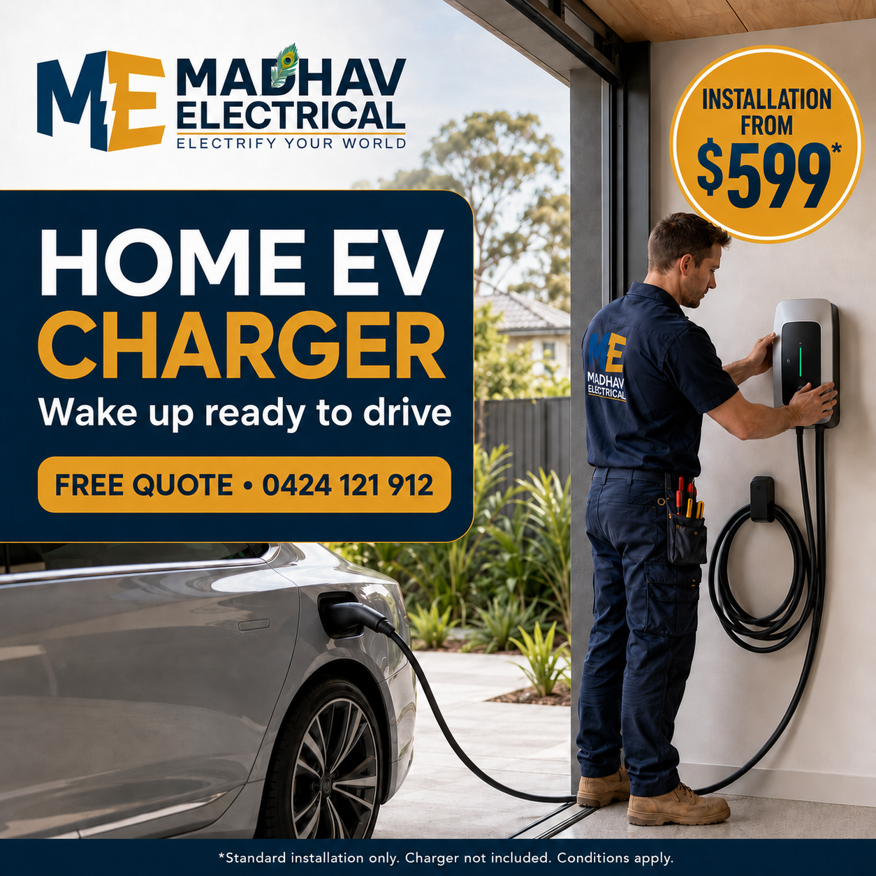 Madhav Electrical home EV charger installation offer starting from $599